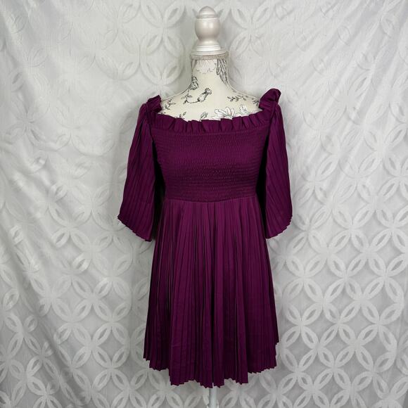 Ali & Jay Le Flirt Off the Shoulder Pleated Magenta Mini Dress NWT - Picture 15 of 15